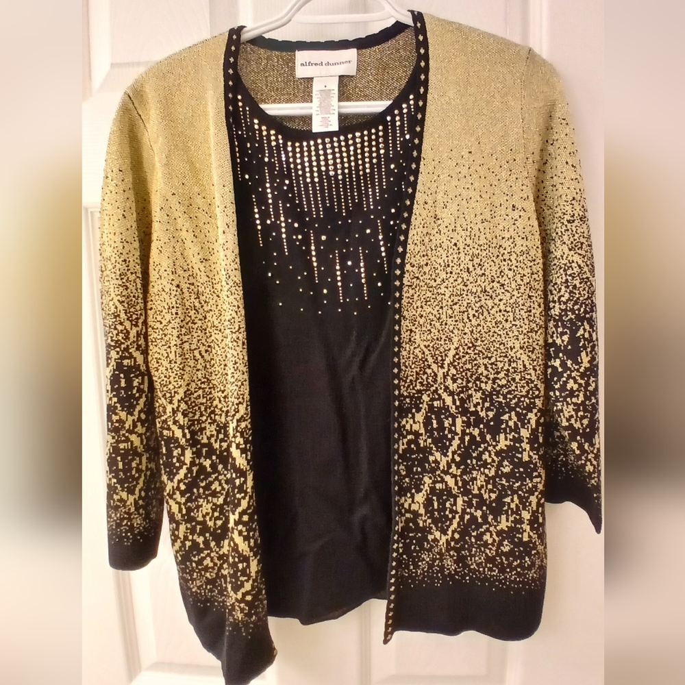 Alfred Dunner Faux Layered Metallic Ombre Sweater – Size Small